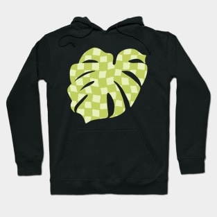 Checker Board Monstera Leaf - lime green and pistachio Hoodie